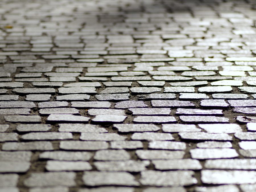 Stone cobble paving close up